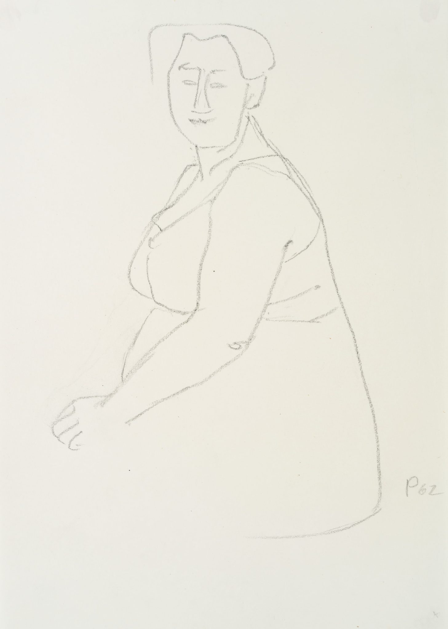 Portraitskizze einer korpulenten Frau