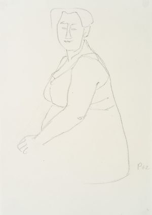 Portraitskizze einer korpulenten Frau