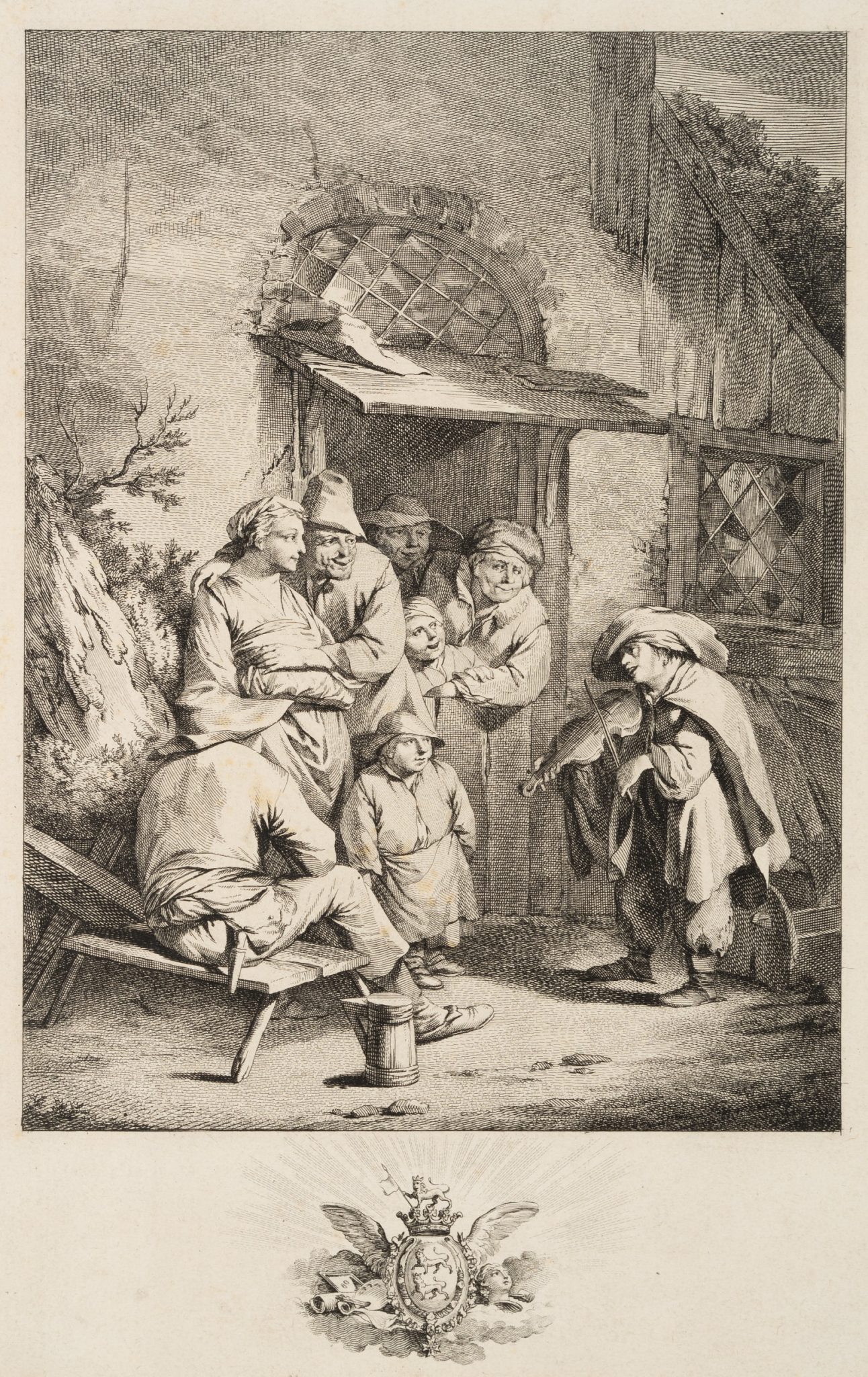 Genreszene mit Straßenmusikanten
