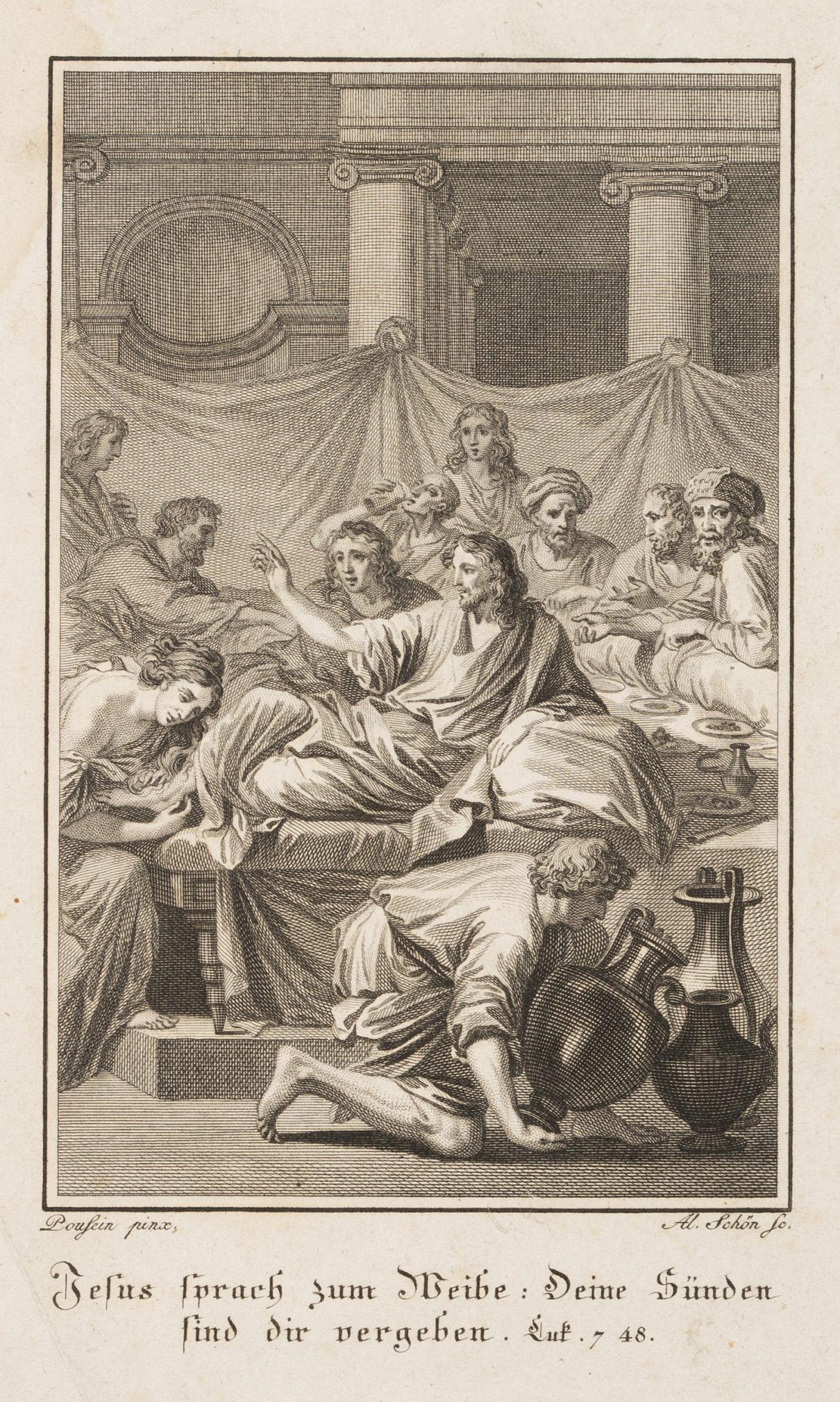 Biblische Szene. Die Sünderin vor Jesus