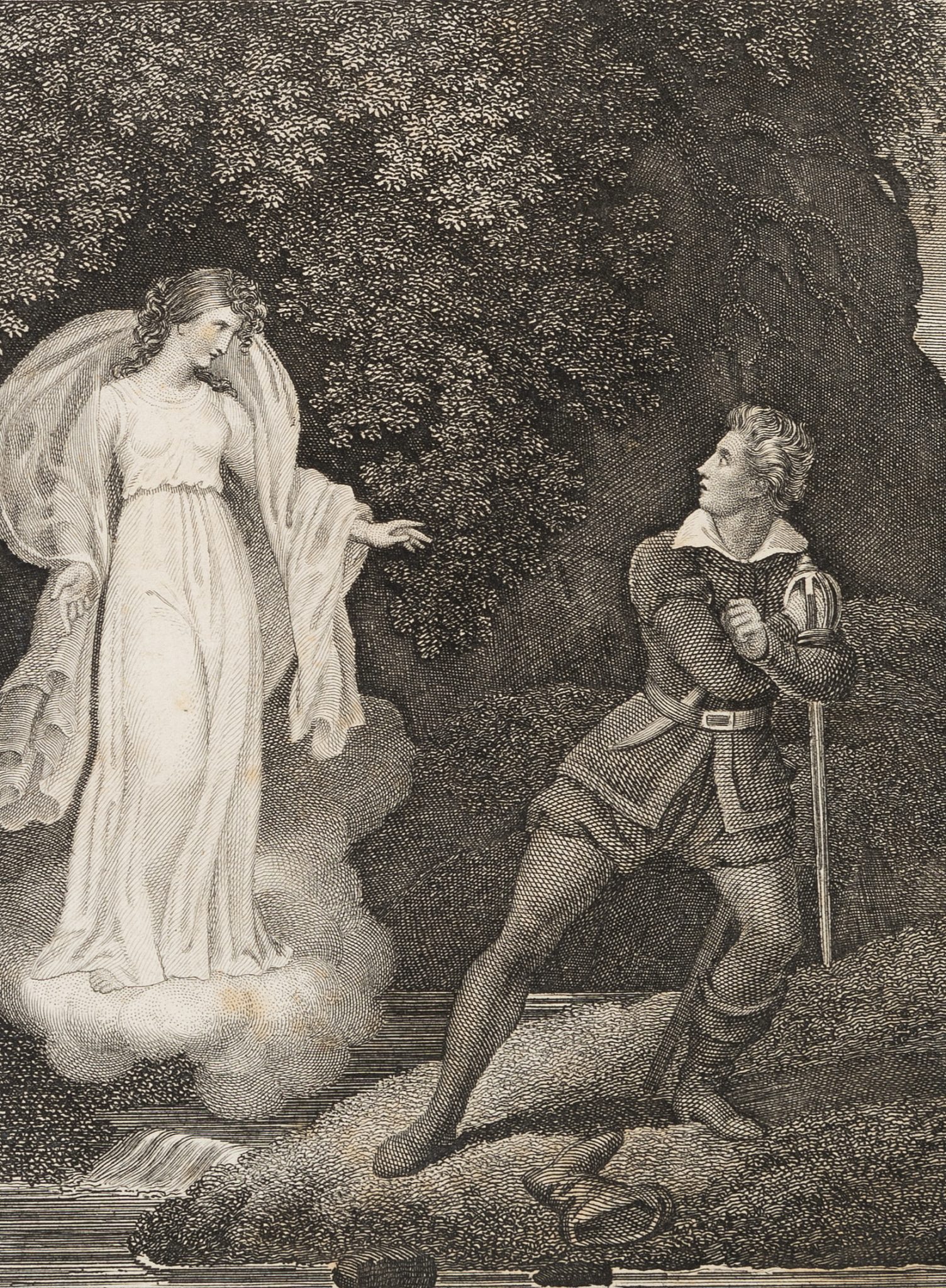 Jüngling, dem eine schöne Frau erscheint
