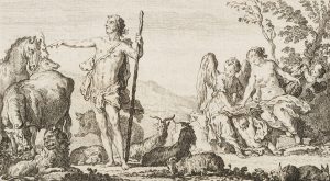 Landschaft mit Hirte und Engeln