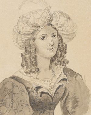 Dame mit großem Hut
