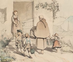 Mönch am Bauernhaus