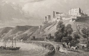 Biedermeierliche Darstellung Rheinfels'