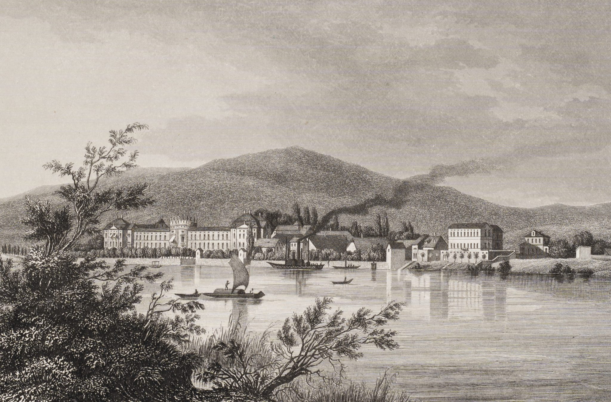 Ansicht von Biebrich über den Rhein