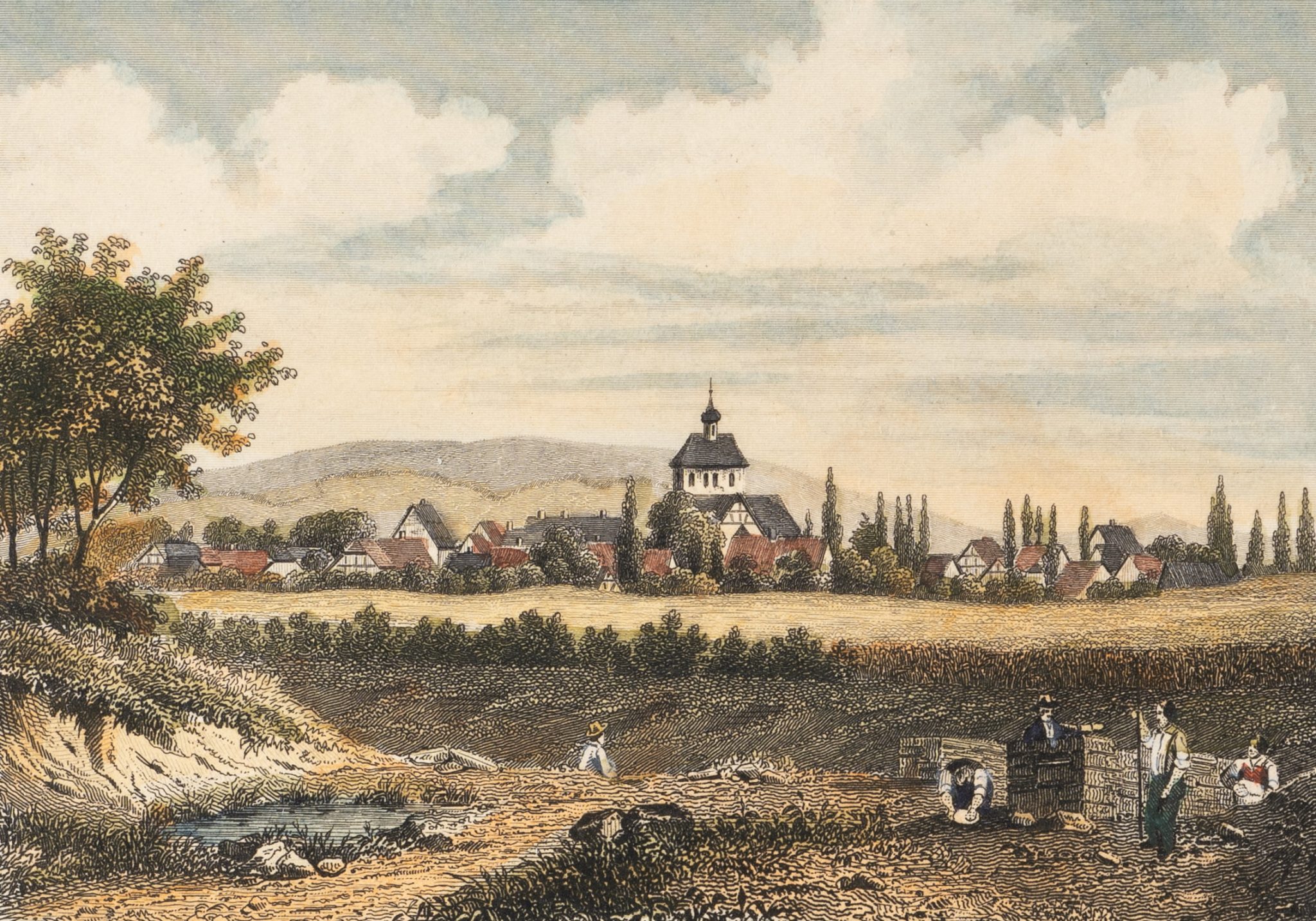 Dorfansicht mit Kirche