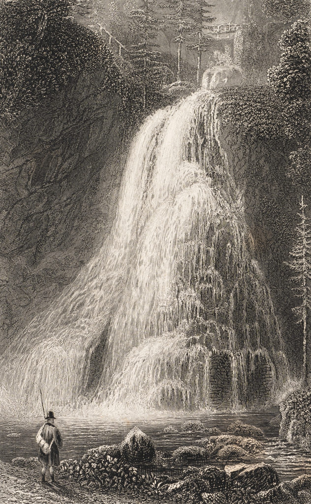 Wanderer am Wasserfall
