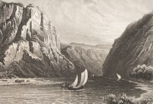 Flusslandschaft mit Segelbooten