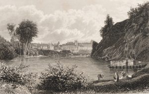 Flusslandschaft mit Stadt