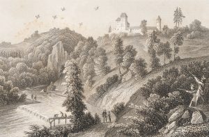 Flusslandschaft mit Jägern