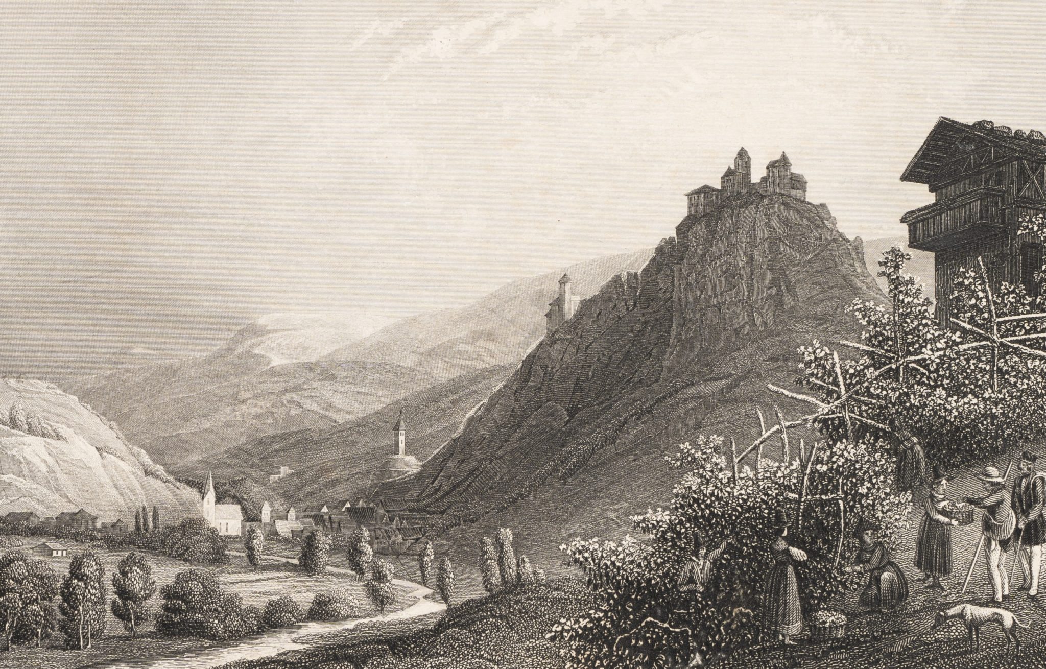 Berglandschaft mit Burg