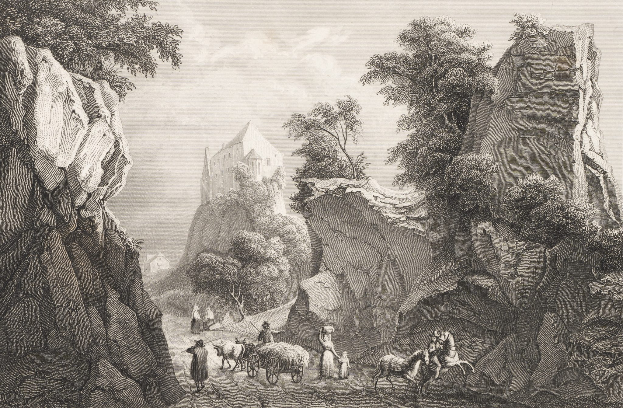 Burg in Felsenschlucht