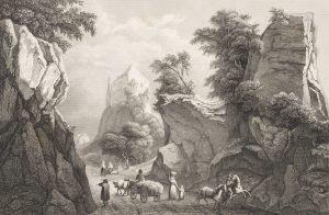 Burg in Felsenschlucht