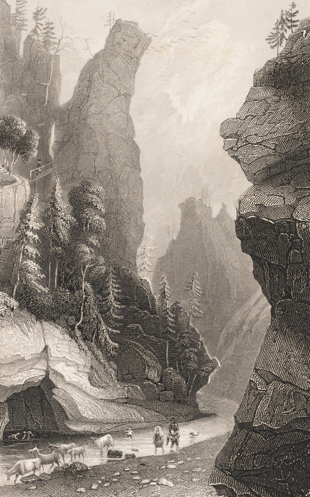Felsenschlucht mit Wanderern