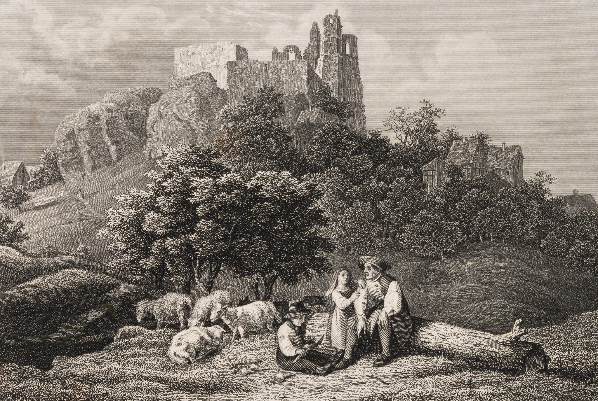 Hirten vor Burgruine Altenstein