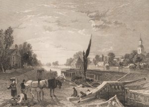 Schleuse mit Pferden