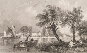 Flusslandschaft mit Booten