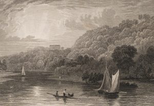 Flusslandschaft mit Segelboot