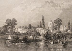 Flusslandschaft mit Kirche