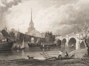 Flusslandschaft mit Brücke