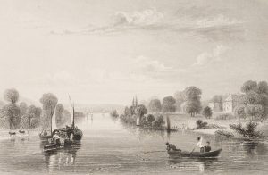 Flusslandschaft mit Booten