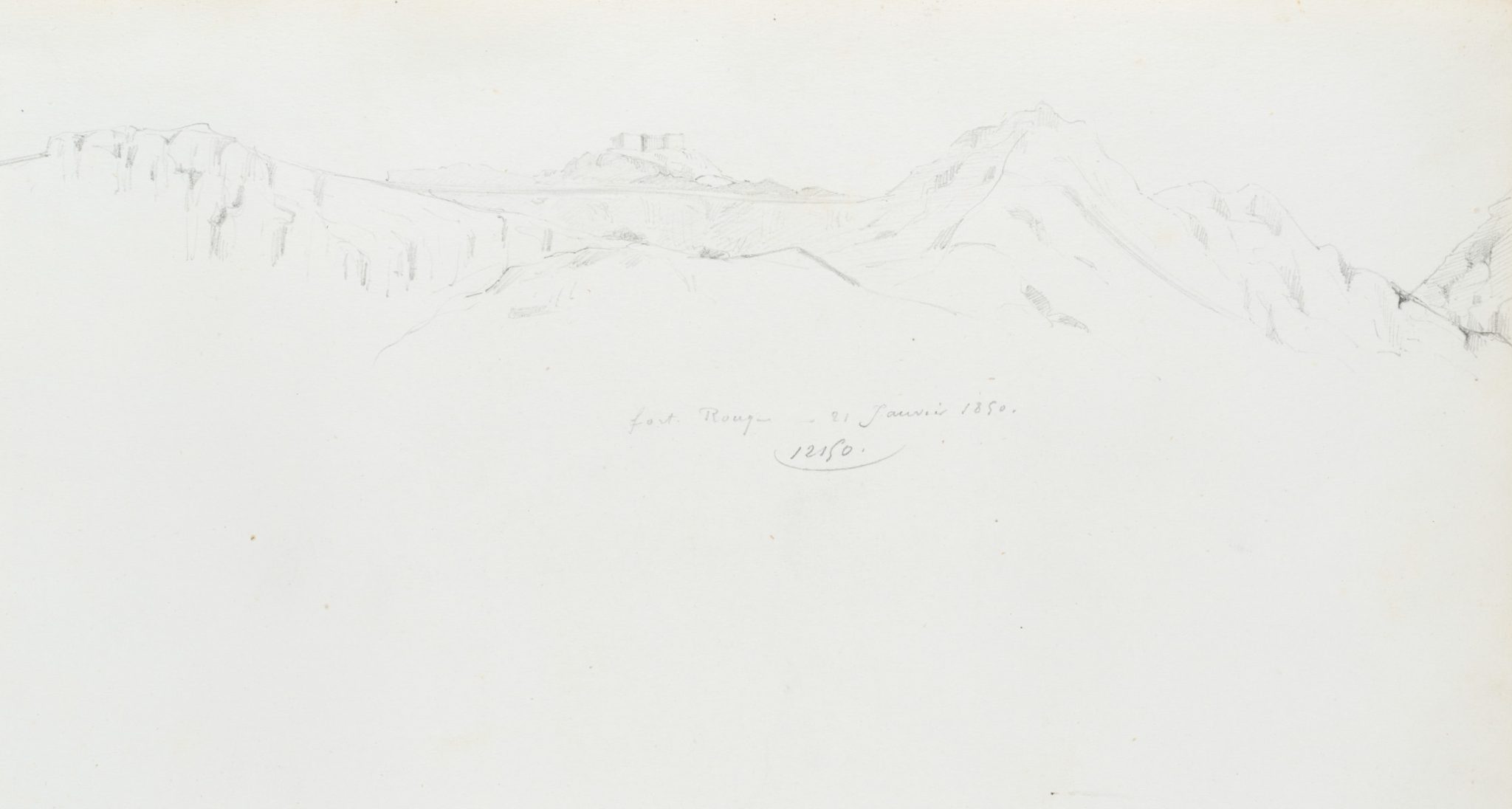 Blick über Berglandschaft mit Burg