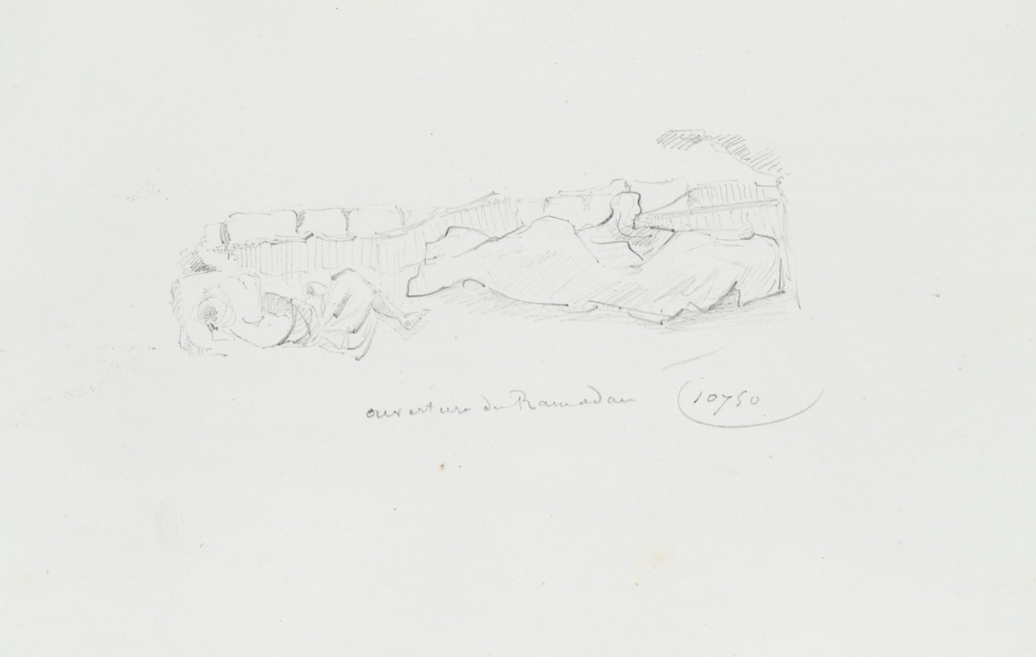 Skizze einer Landschaft mit liegender Figur