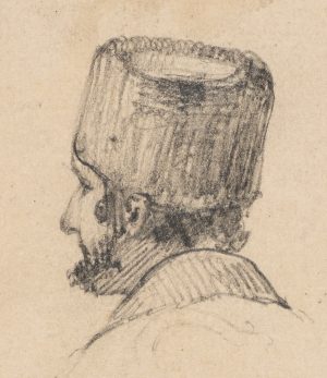 Mann mit Pelzmütze