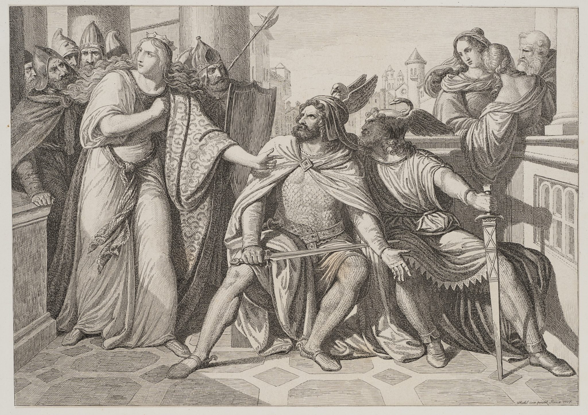 Nibelungen. Hagen bekennt den Mord Siegfrieds