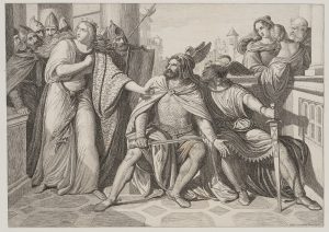 Nibelungen. Hagen bekennt den Mord Siegfrieds