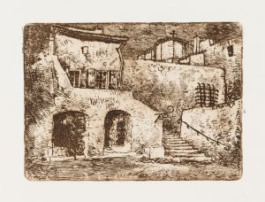 Stadtansicht mit historischer verwinkelter Architektur