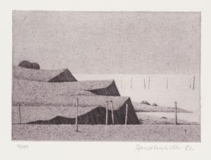 Felslandschaft mit Pfählen