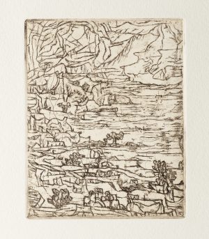 Abstrakte Gebirgslandschaft mit Bergwand