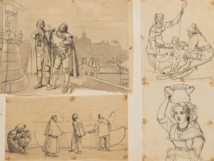 Italienische Figurenszenen. Römerin, Musiker. Mönch