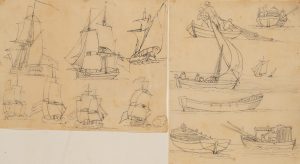 Maritime Szenen. Segelschiffe und Fischer auf See