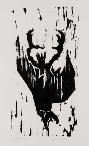 Abstrakte Drachengestalt mit Flügeln und Klauen