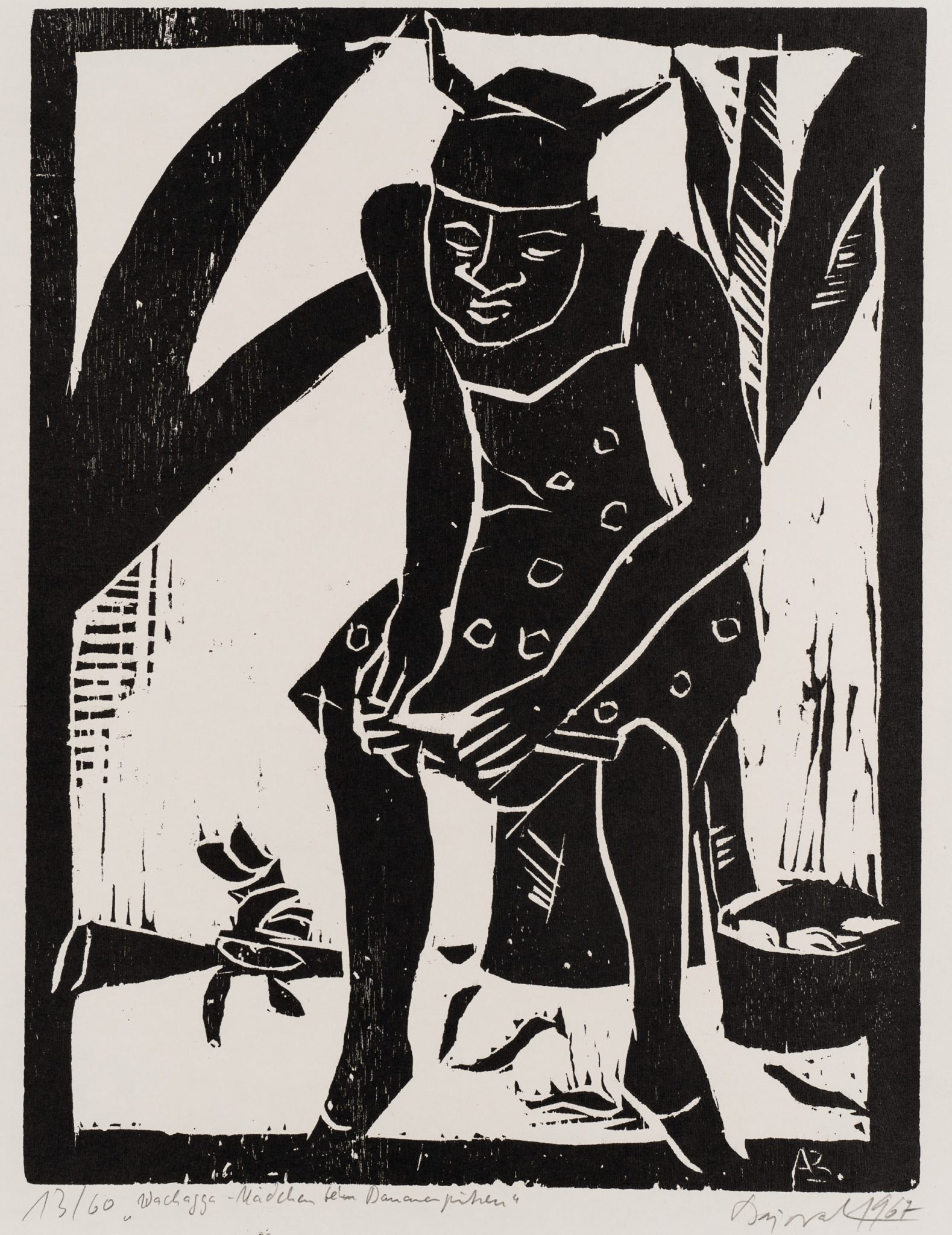 Wachagga-Mädchen Bananen putzen, Tansania