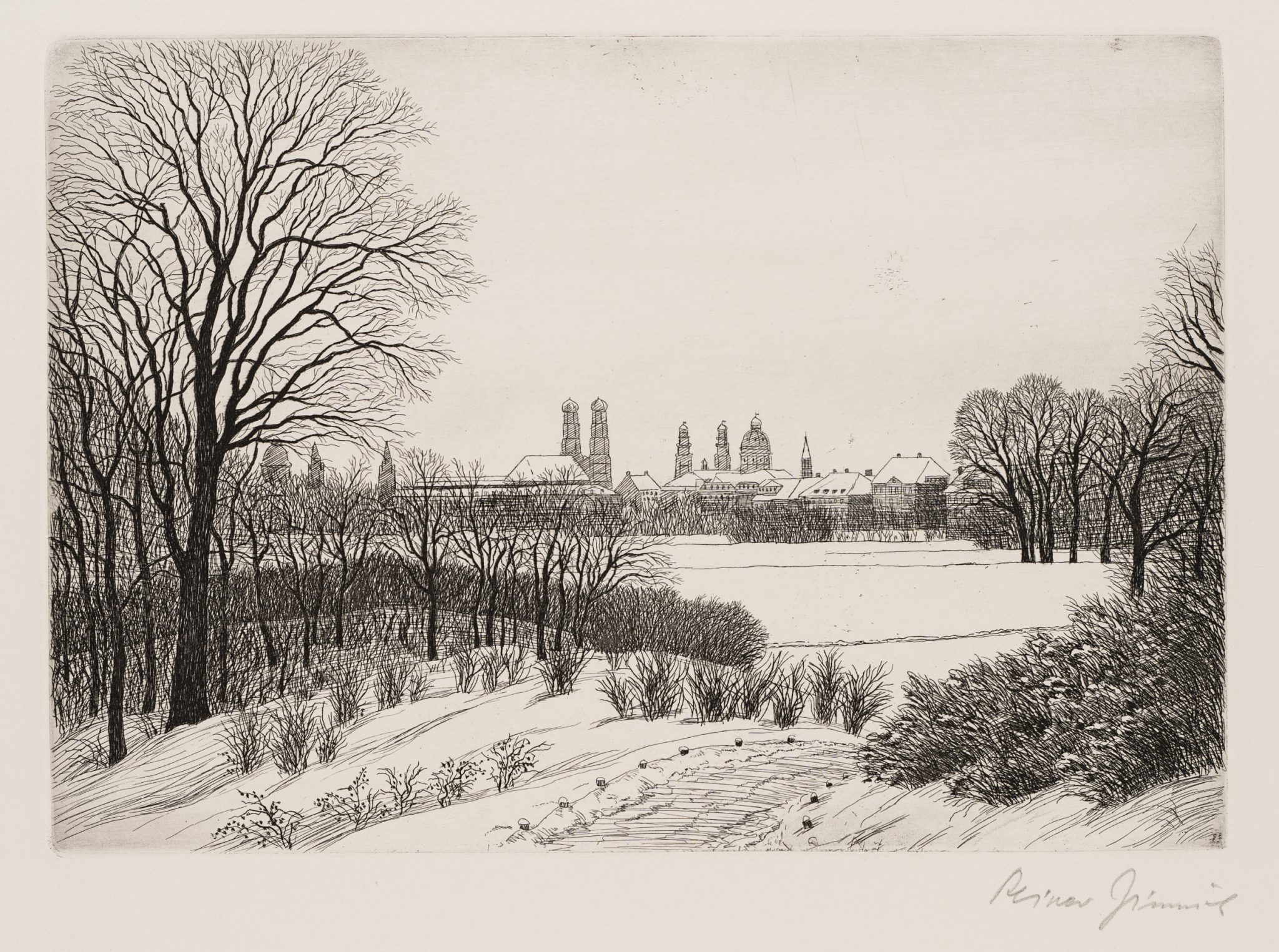 München im Schnee. Englischer Garten
