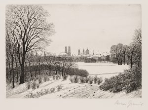 München im Schnee. Englischer Garten