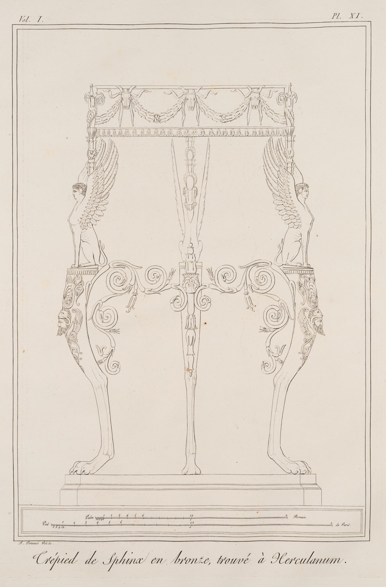 Tripod mit Sphinxen, Fund aus Herculaneum