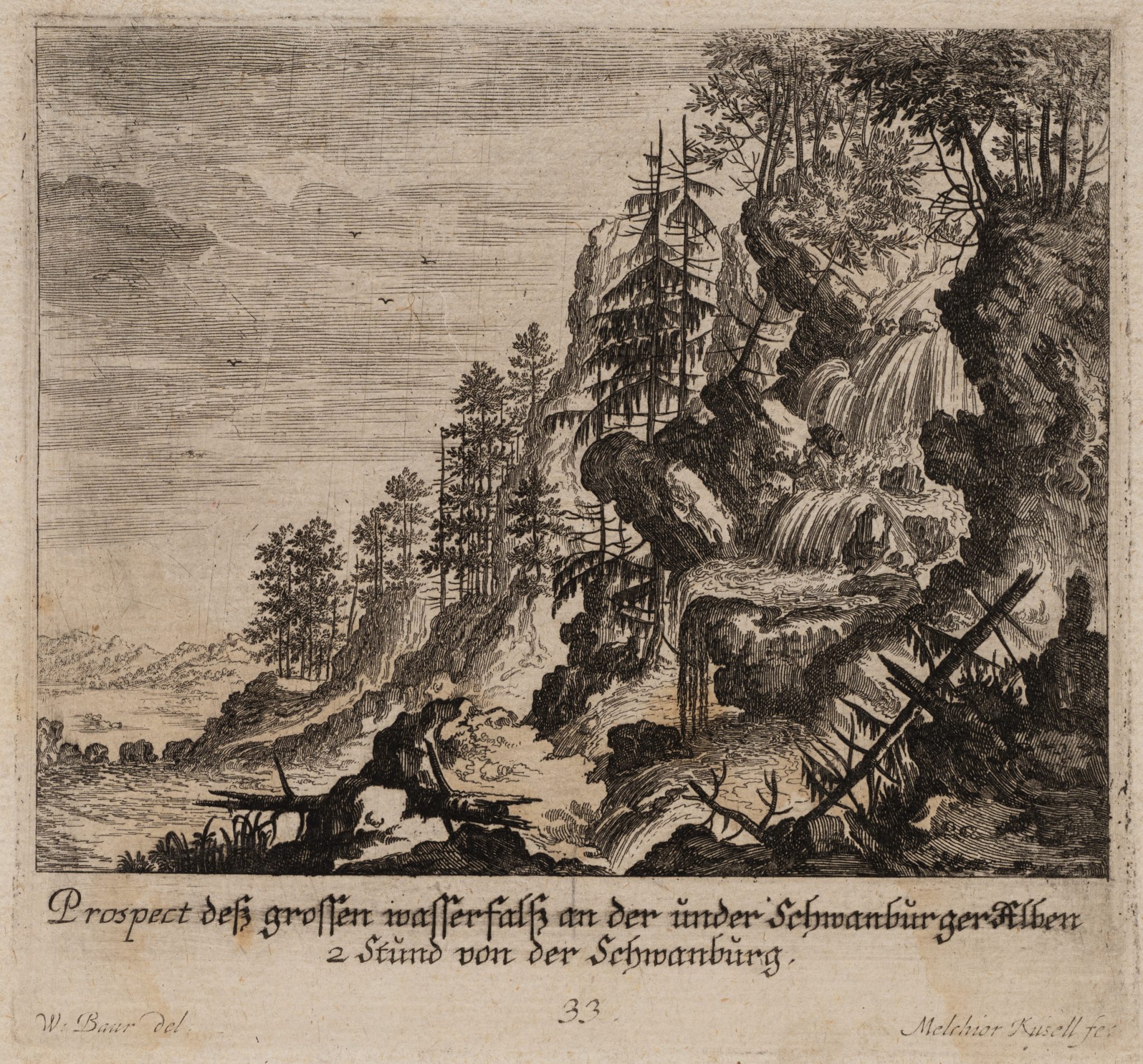 Wasserfall in Gebirgslandschaft