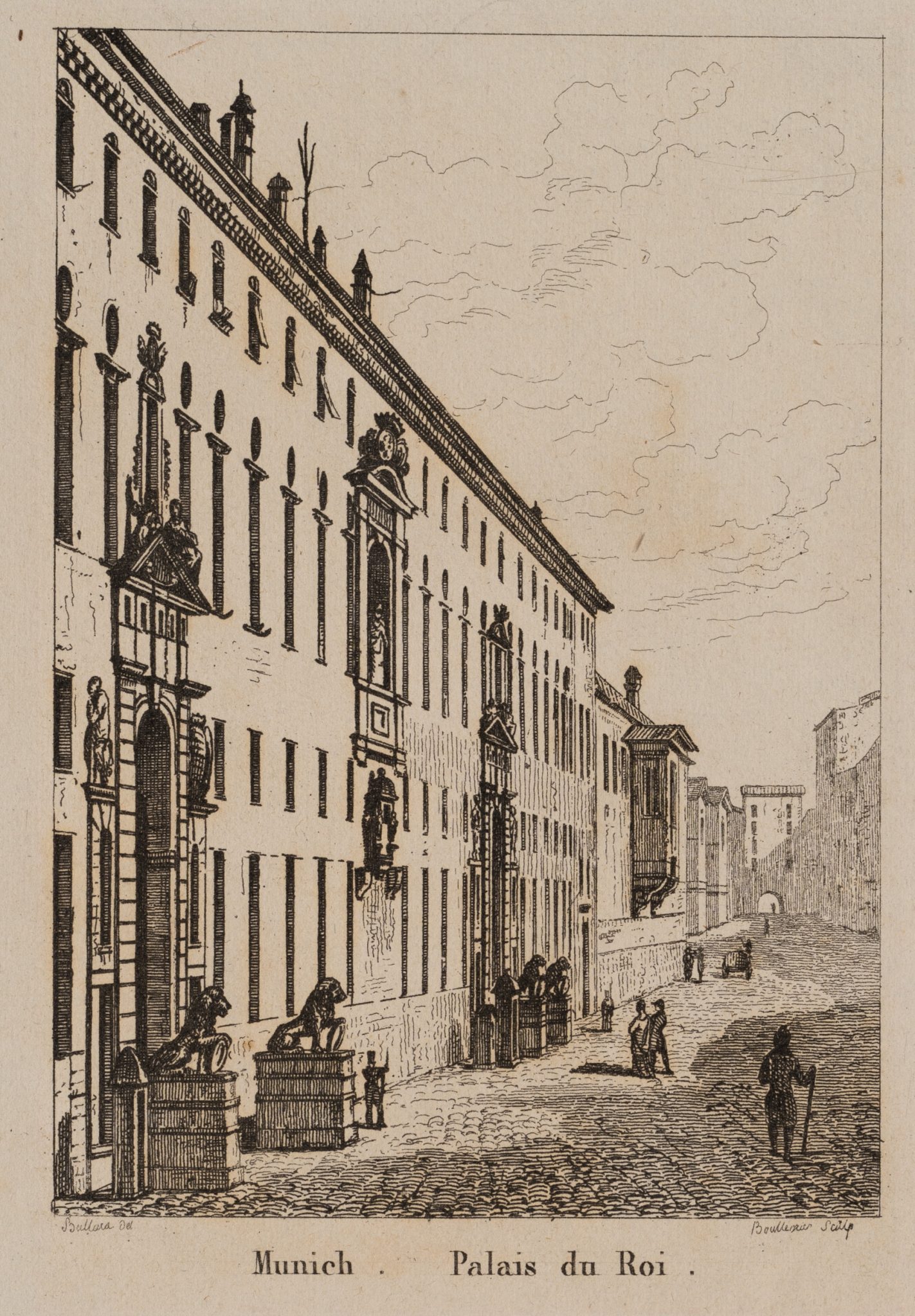 Straßenansicht mit Königspalast in München.