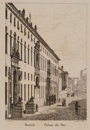 Straßenansicht mit Königspalast in München.