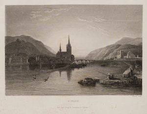 Flusslandschaft bei Bingen im Abendlicht