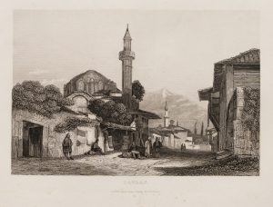 Straßenansicht von Patras. Minarett