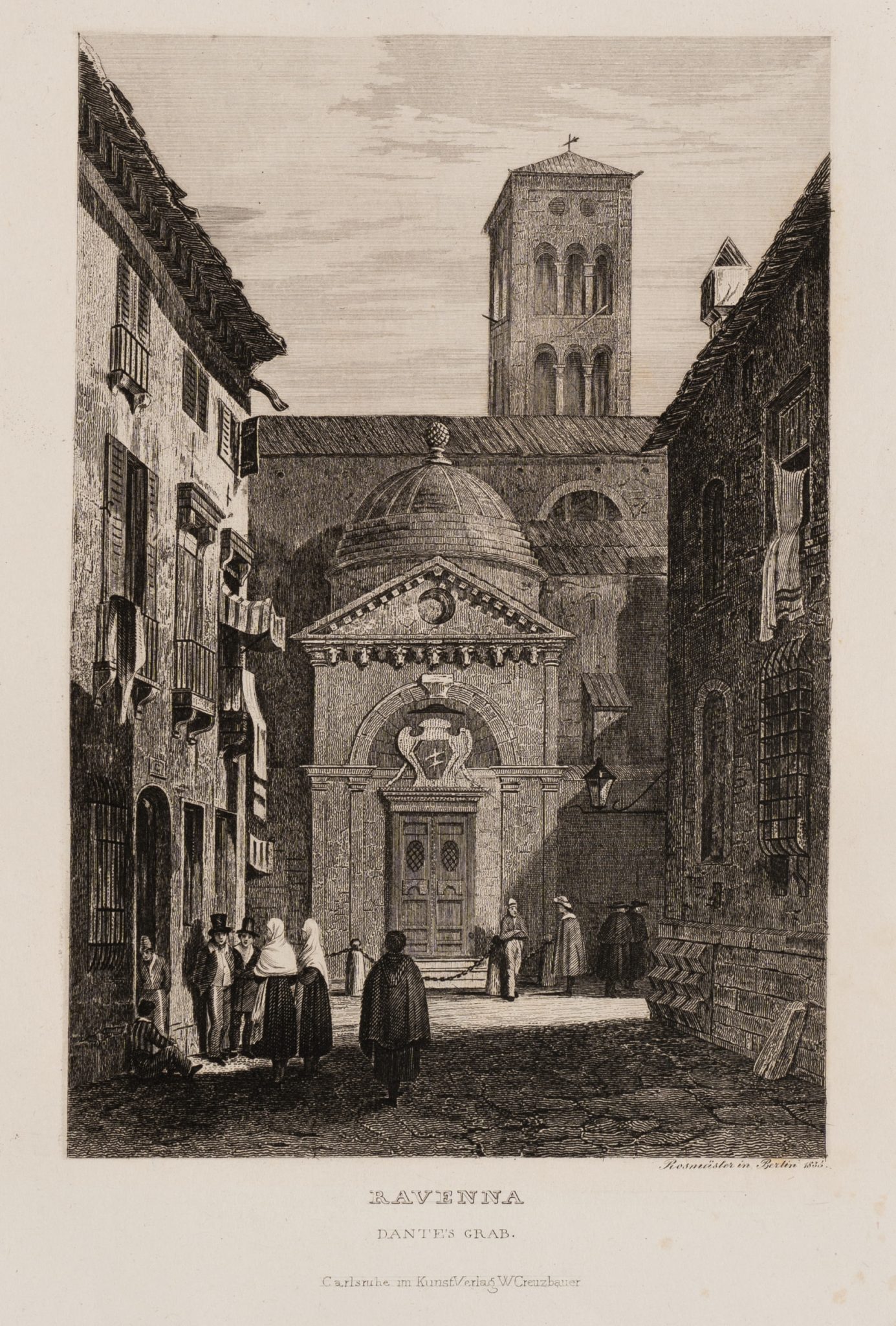 Straßenansicht von Ravenna. Blick auf Dantes Grabmal