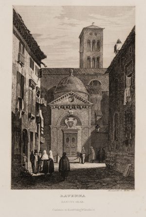 Straßenansicht von Ravenna. Blick auf Dantes Grabmal