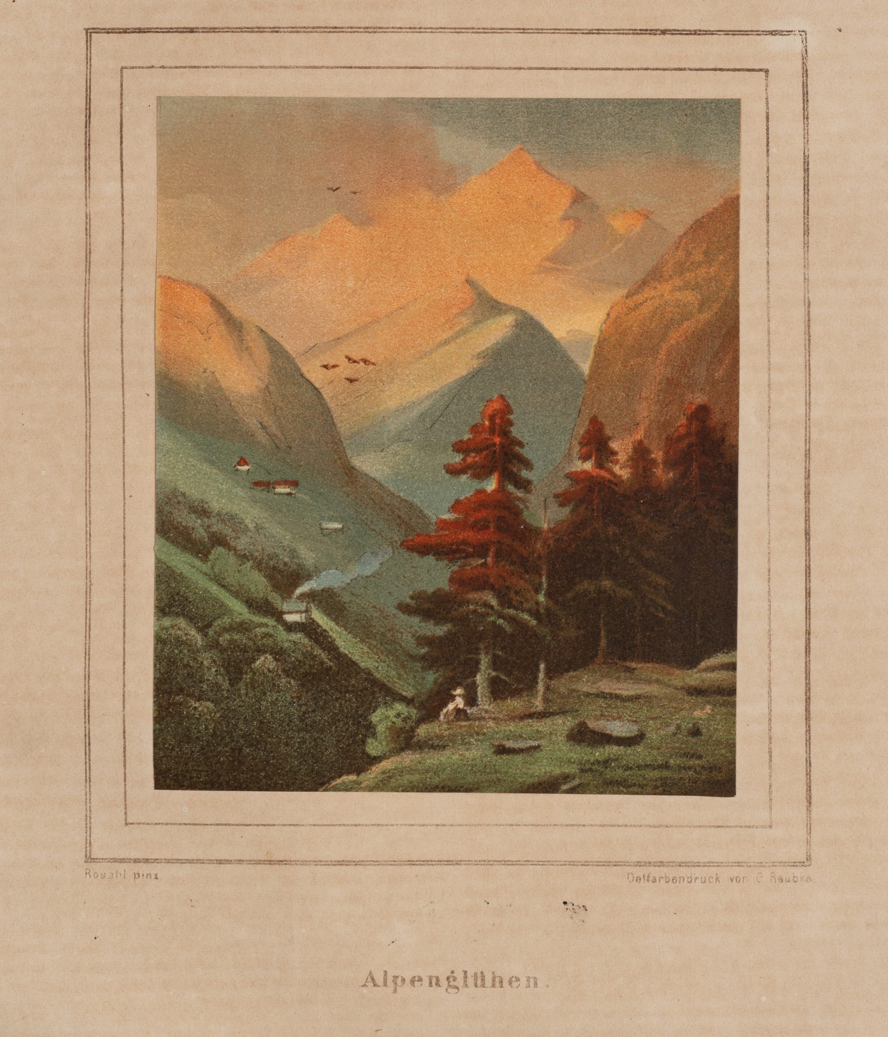 Alpenglühen. Alpenlandschaft bei Abenddämmerung