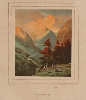 Alpenglühen. Alpenlandschaft bei Abenddämmerung